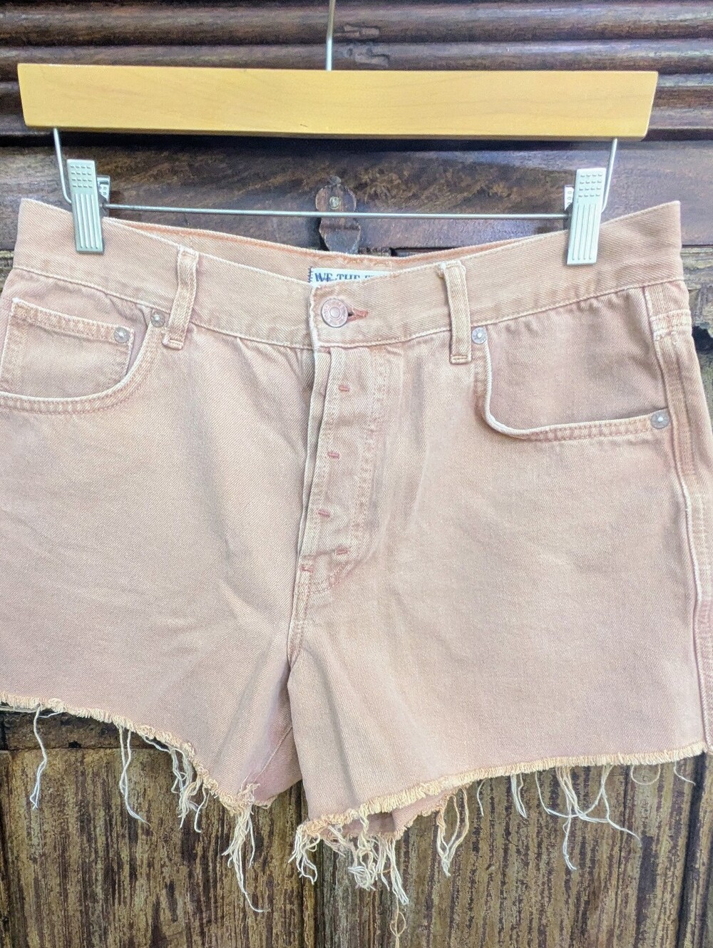 Women’s Washed Brown Frayed Hem Denim Shorts- We The Free